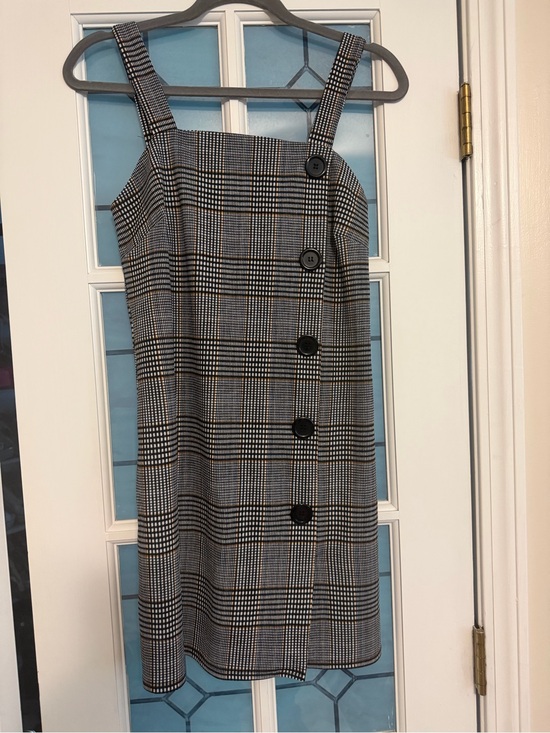 Dresses & Skirts - Plaid Button-Front Pinafore Dress in Black & White